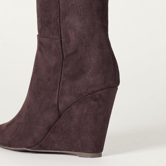 The Drop Women's Geralda Tall Wedge Boots suede 11 - Picture 4 of 7